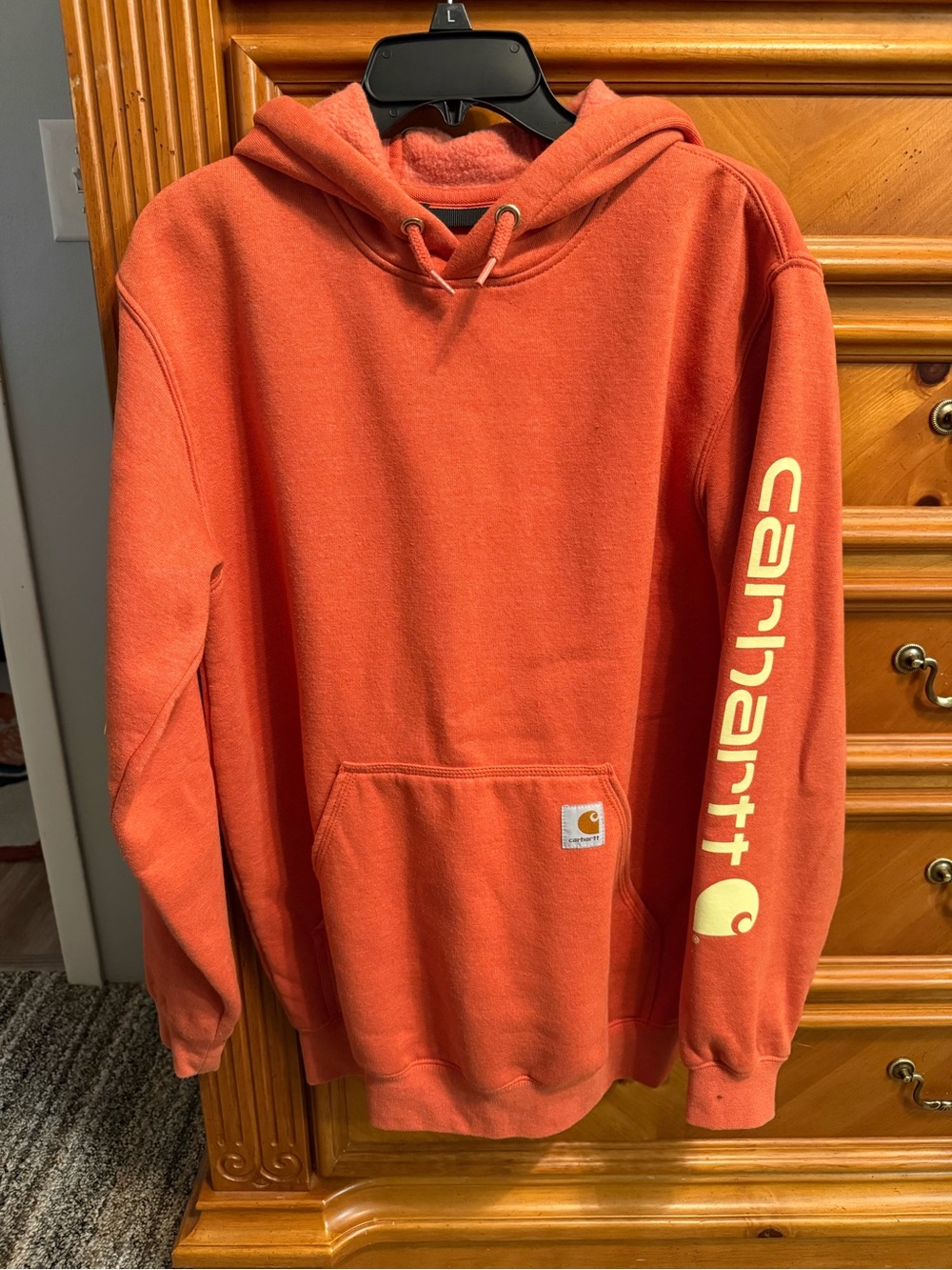 Carhartt Women’s Orange Crewneck Logo Hoodie Pullover